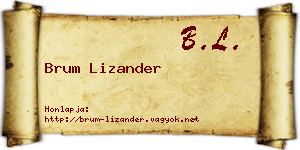 Brum Lizander névjegykártya